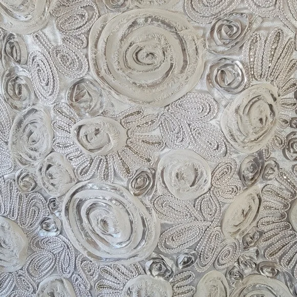 SUE WONG Beaded Strapless Dress Silver Sz 4 Iridescent Glam Party Silk Blend